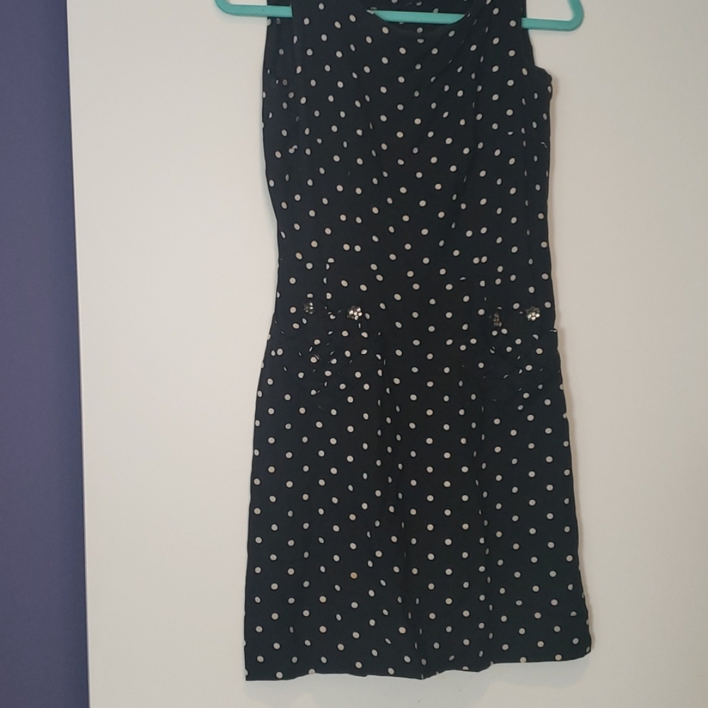 Vintage xs black and white polka dot 40s dress